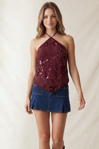 Blusa pañuelo con bordado floral