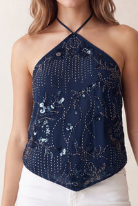 Blusa pañuelo con bordado floral