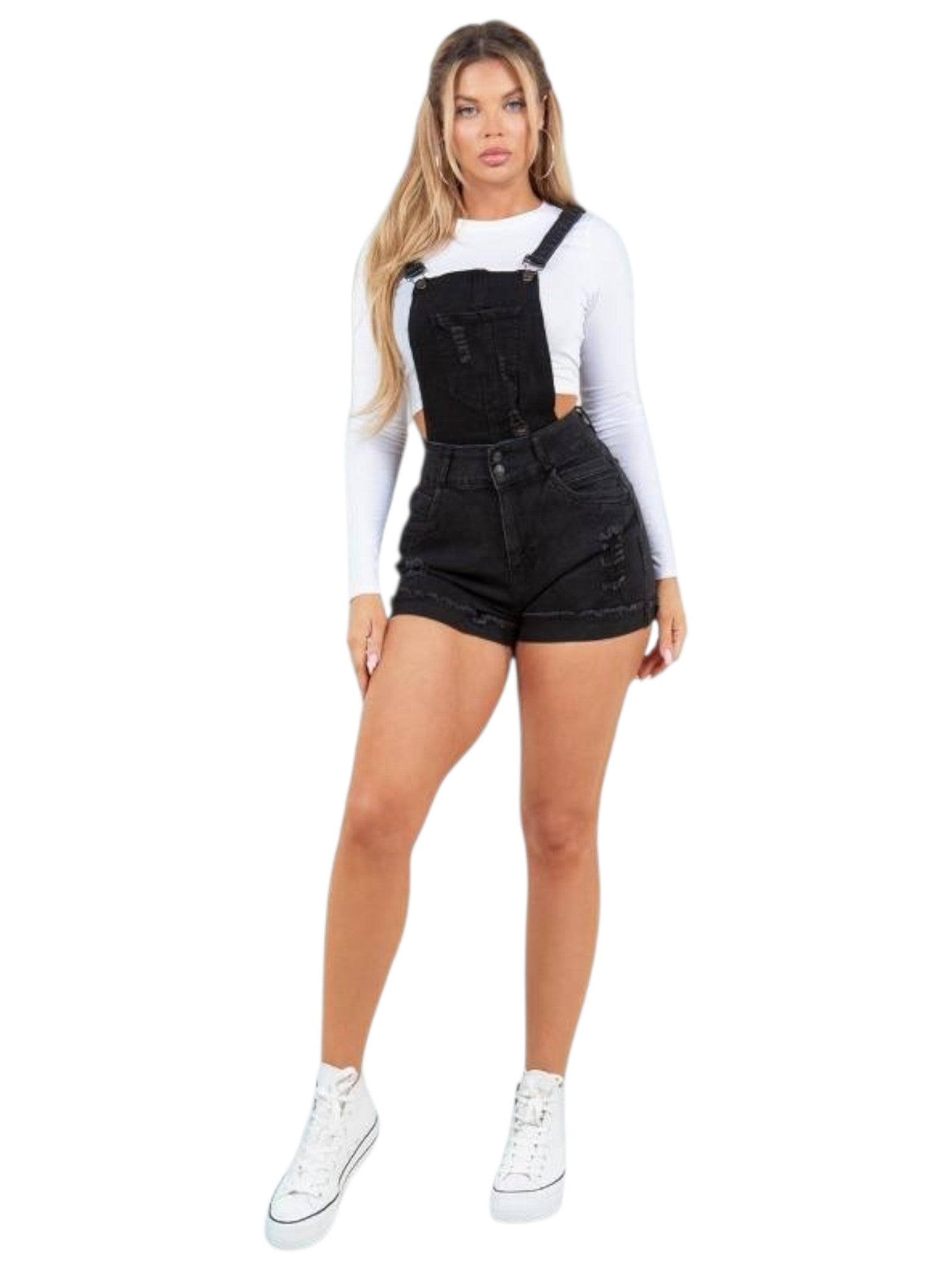 Overall Short de Mezclilla Negro