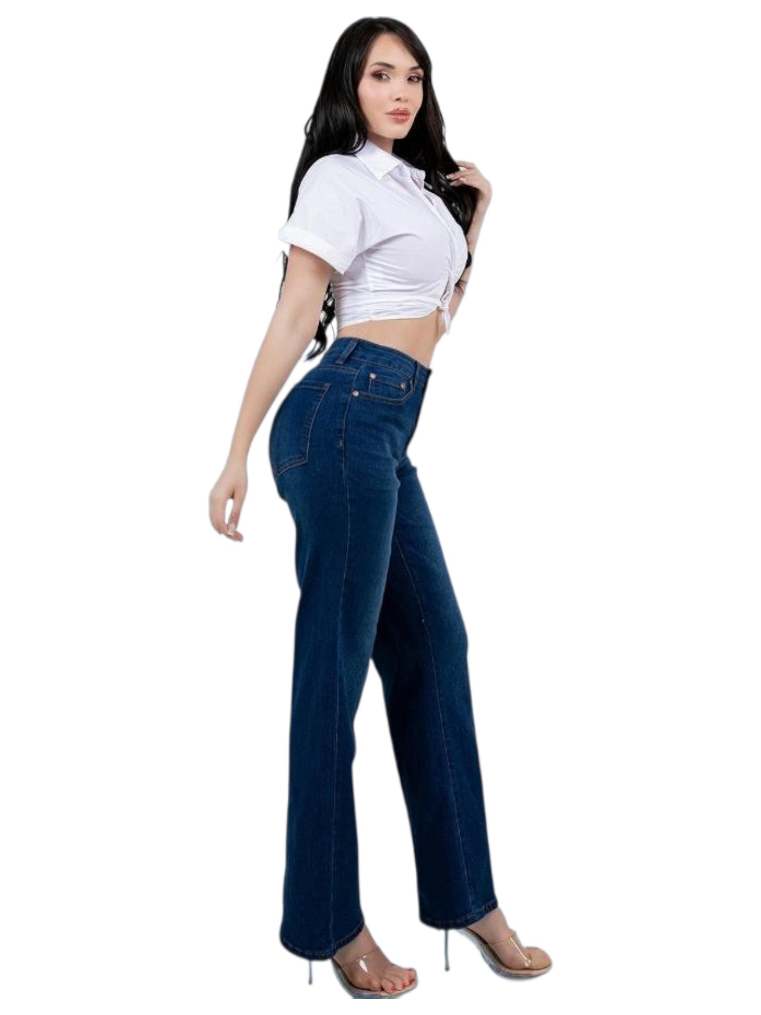 Pantalon Recto de Mezclilla Oscuro