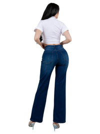 Pantalon Recto de Mezclilla Oscuro