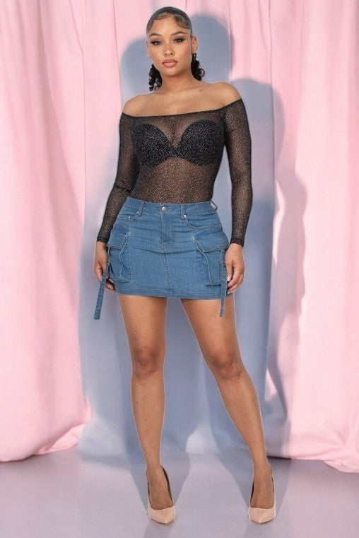 Blusa Transparente con Efecto Brillante