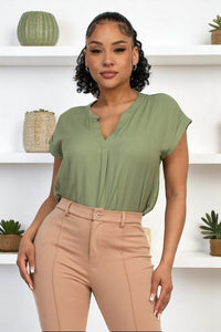 Blusa Manga Corta Con Cuello V