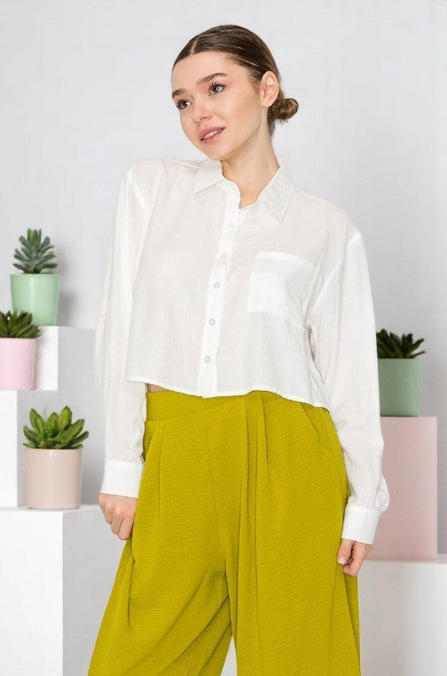 Camisa Blanca Corta Con Botones