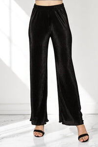 Pantalón Negro con Textura Satinada