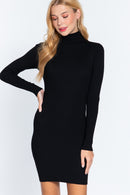 Vestido de punto canalé con cuello alto