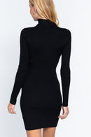 Vestido de punto canalé con cuello alto