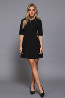 Vestido negro entallado manga 3/4