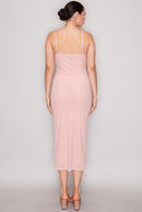 Vestido midi de malla con abertura