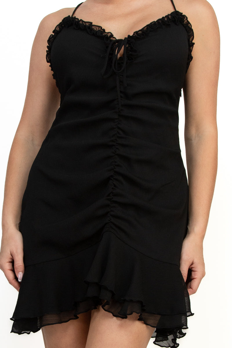 Vestido con Volantes y Fruncido Central