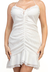 Vestido con Volantes y Fruncido Central