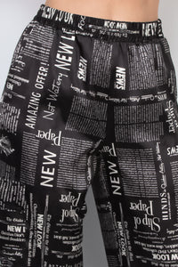 Pantalón Versátil Negro Estampado