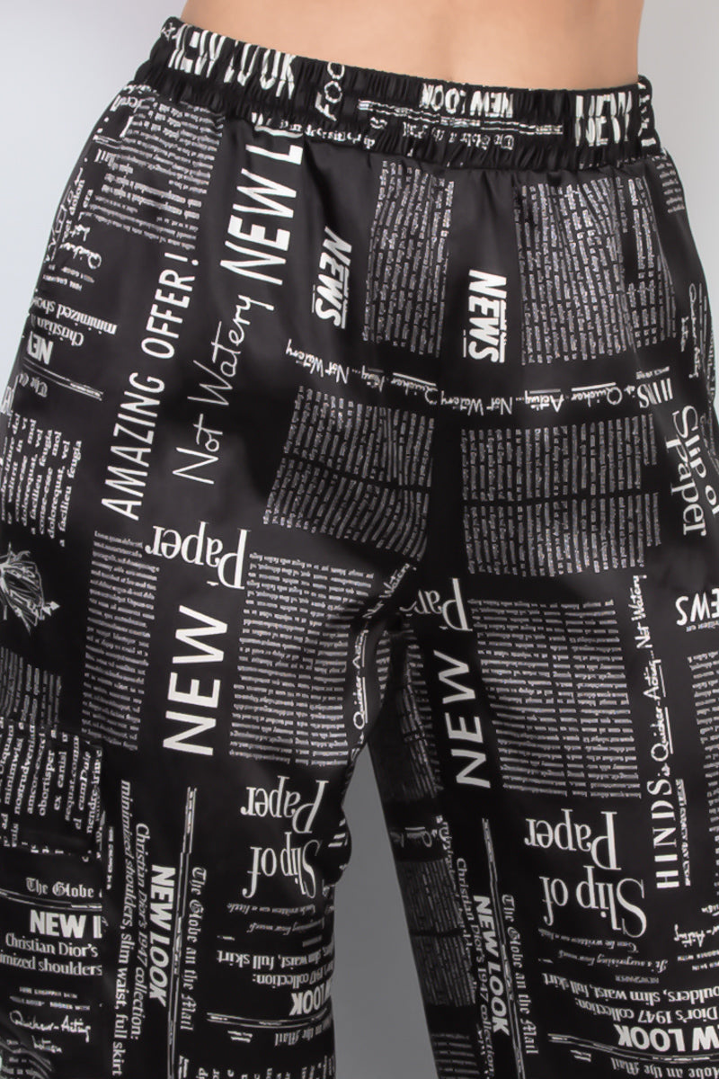 Pantalón Versátil Negro Estampado