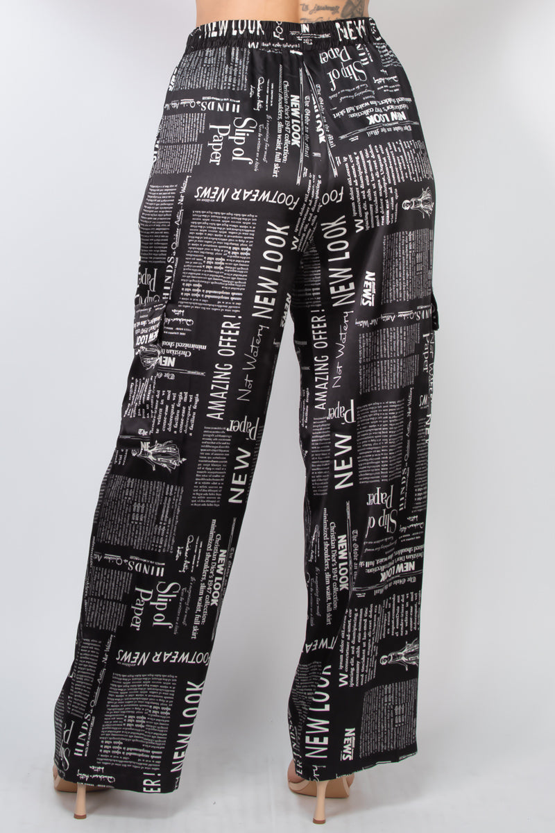 Pantalón Versátil Negro Estampado