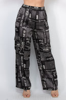 Pantalón Versátil Negro Estampado