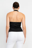 Top Negro con Drapeado y Escote V