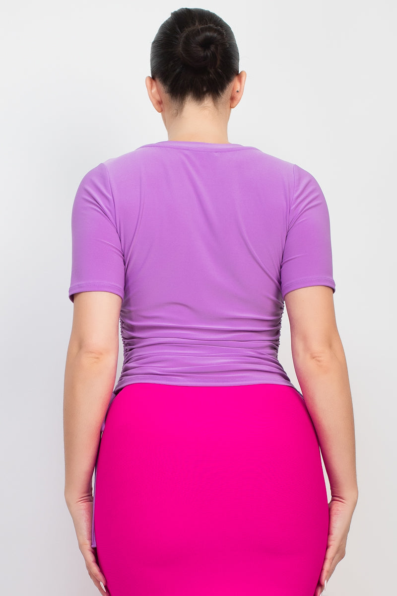 Blusa con Lazos Laterales y Manga Corta