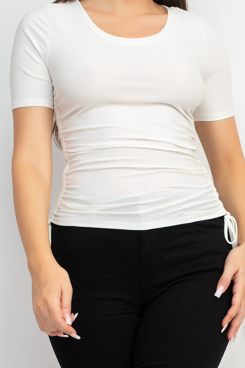 Blusa con Lazos Laterales y Manga Corta
