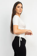 Blusa con Lazos Laterales y Manga Corta