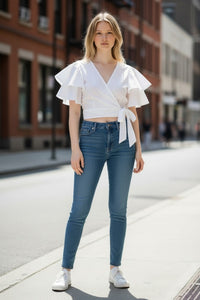 Blusa cruzada con olanes
