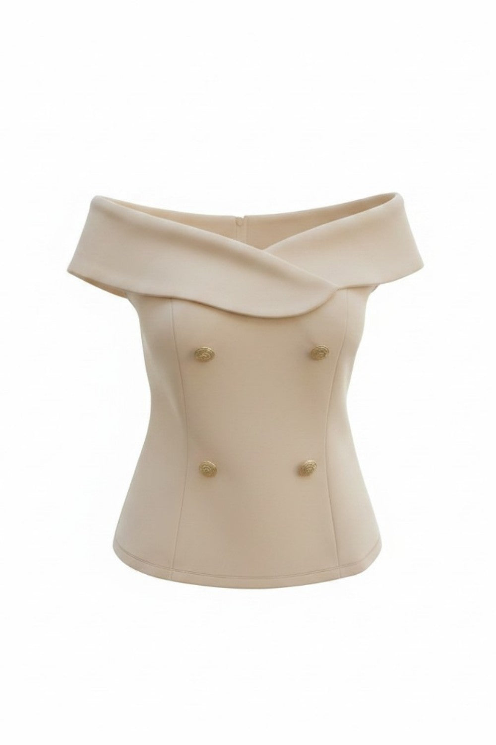 Blusa off shoulder con botones decorativos
