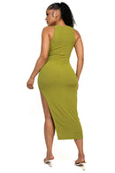 Vestido largo rib  con abertura lateral