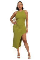 Vestido largo rib  con abertura lateral
