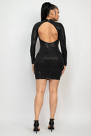 Vestido Negro Brillante de Manga Larga
