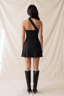 Vestido mini con bufanda al cuello