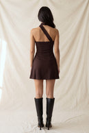 Vestido mini con bufanda al cuello