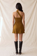Vestido mini con bufanda al cuello