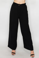 Pantalón negro de pierna ancha con resorte