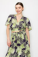 Blusa estampada hojas tropicales