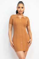 Vestido tipo Camisa con Costuras Acanaladas y Botones al Frente