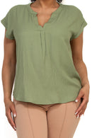 Blusa Manga Corta Con Cuello V
