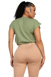 Blusa Manga Corta Con Cuello V