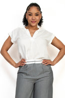Blusa Manga Corta Con Cuello V