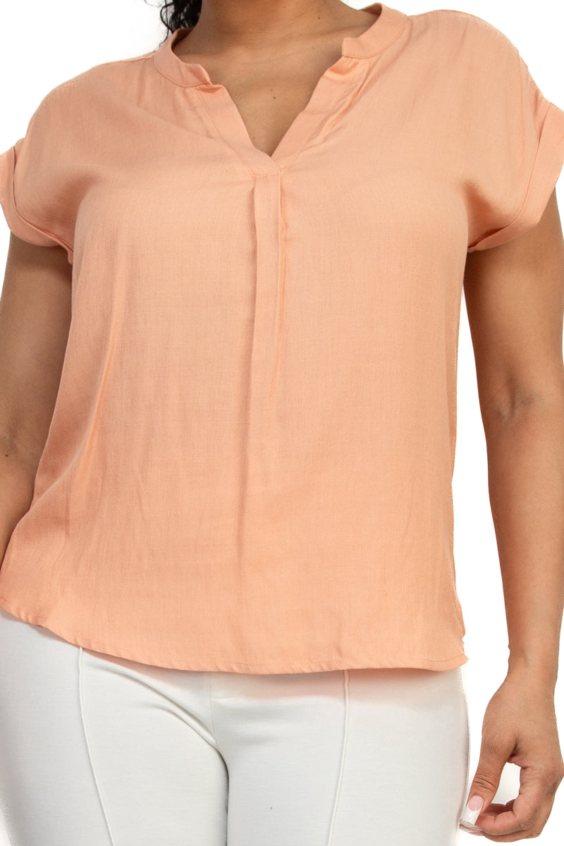 Blusa Manga Corta Con Cuello V