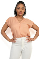 Blusa Manga Corta Con Cuello V