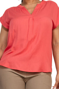 Blusa Manga Corta Con Cuello V