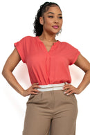 Blusa Manga Corta Con Cuello V