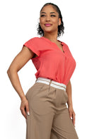 Blusa Manga Corta Con Cuello V