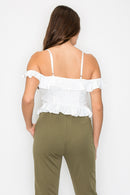 Blusa off shoulder con olanes