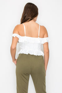 Blusa off shoulder con olanes