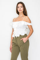 Blusa off shoulder con olanes