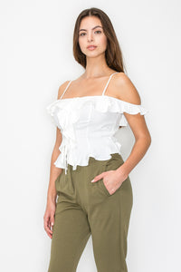 Blusa off shoulder con olanes