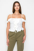 Blusa off shoulder con olanes