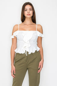 Blusa off shoulder con olanes