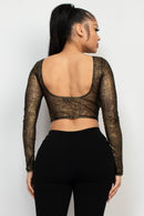 Crop top manga larga con brillo metálico