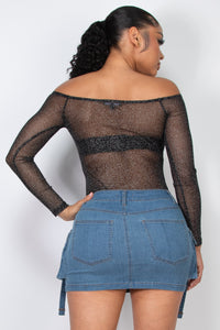 Blusa Transparente con Efecto Brillante
